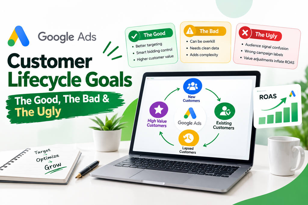 Google Ads Customer Lifecycle Goals showing new, existing, lapsed and high-value customers